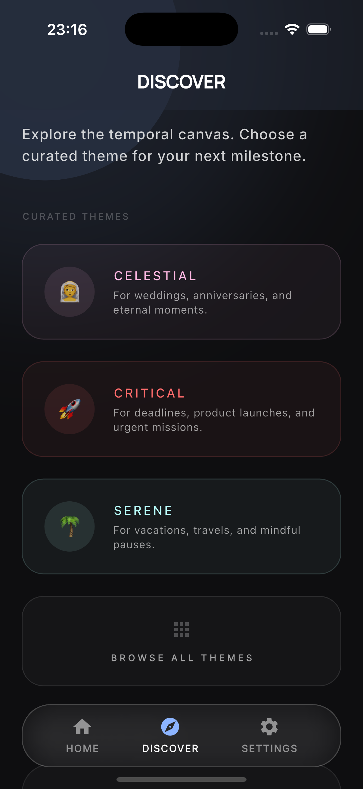 Dots app: temporal heatmap-style grid.
